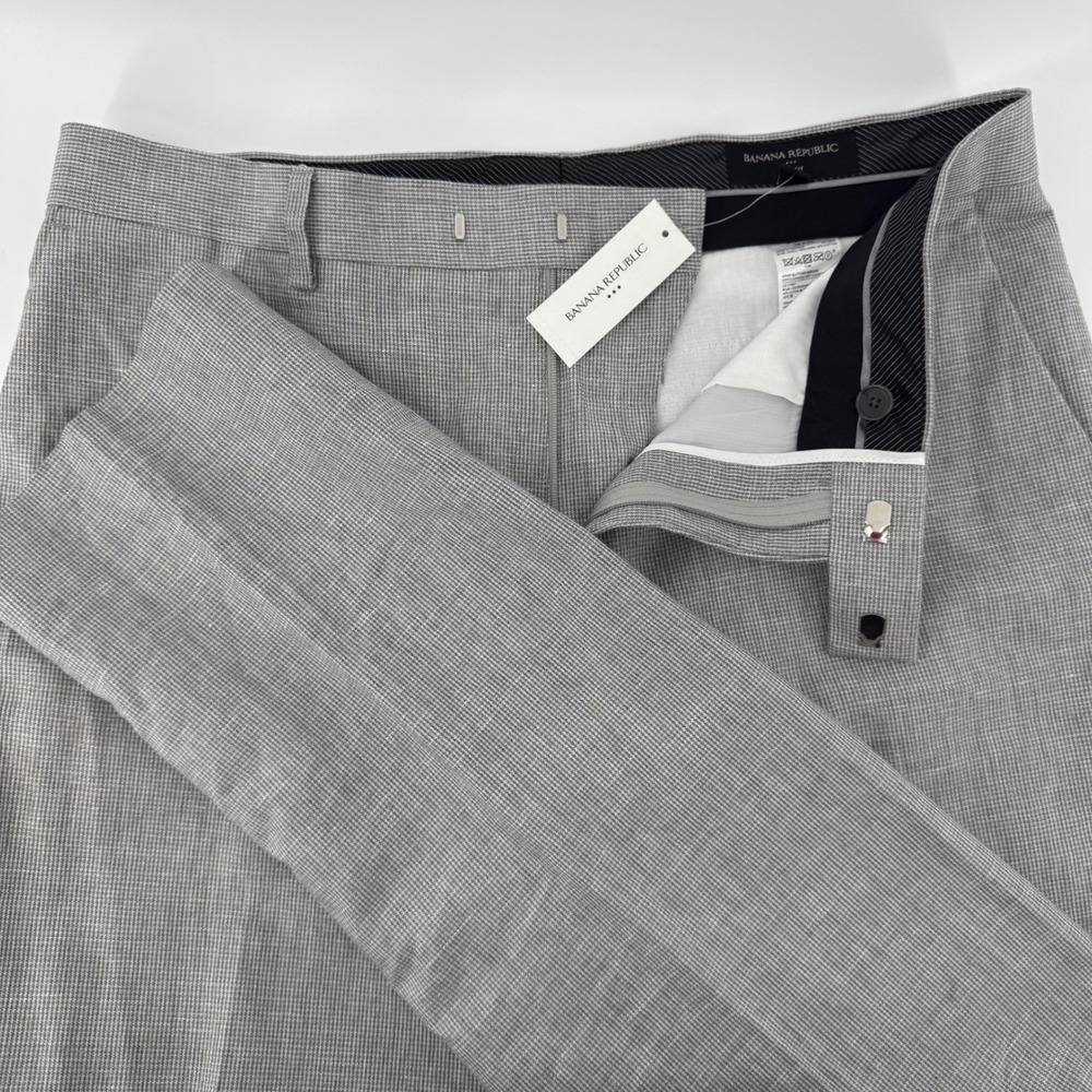 Banana Republic Factory Slim Fit Grey Linen Cotton Dress Pants 32x32 533591-00-1
